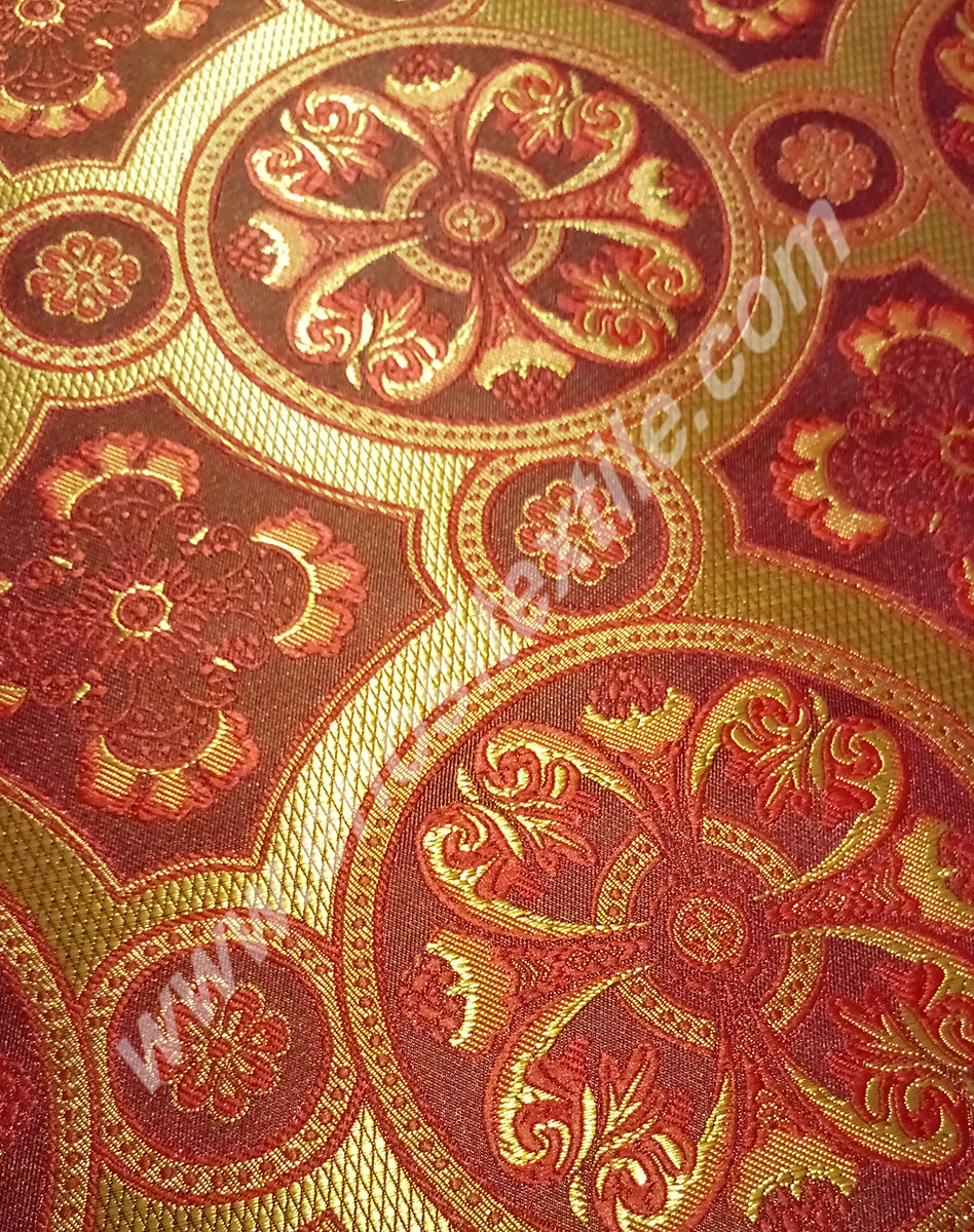 KL-027 Claret Red-Gold Brocade Fabrics